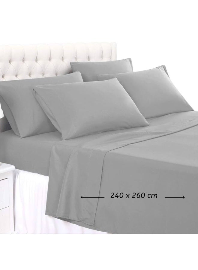Deluxe Ash Grey Comfy Flat Bed Linen Set (5 Pieces) - 240 x 260 cm - Image 1